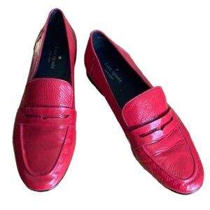 Kate Spade Loafers SALE! sz 10 Maraschino Red Crinkle Patent Leather Low Heels